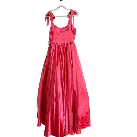 Mac Duggal 67981 Tie Shoulder Sweetheart Satin Ballgown Coral Women's Size 8 - Picture 4 of 10